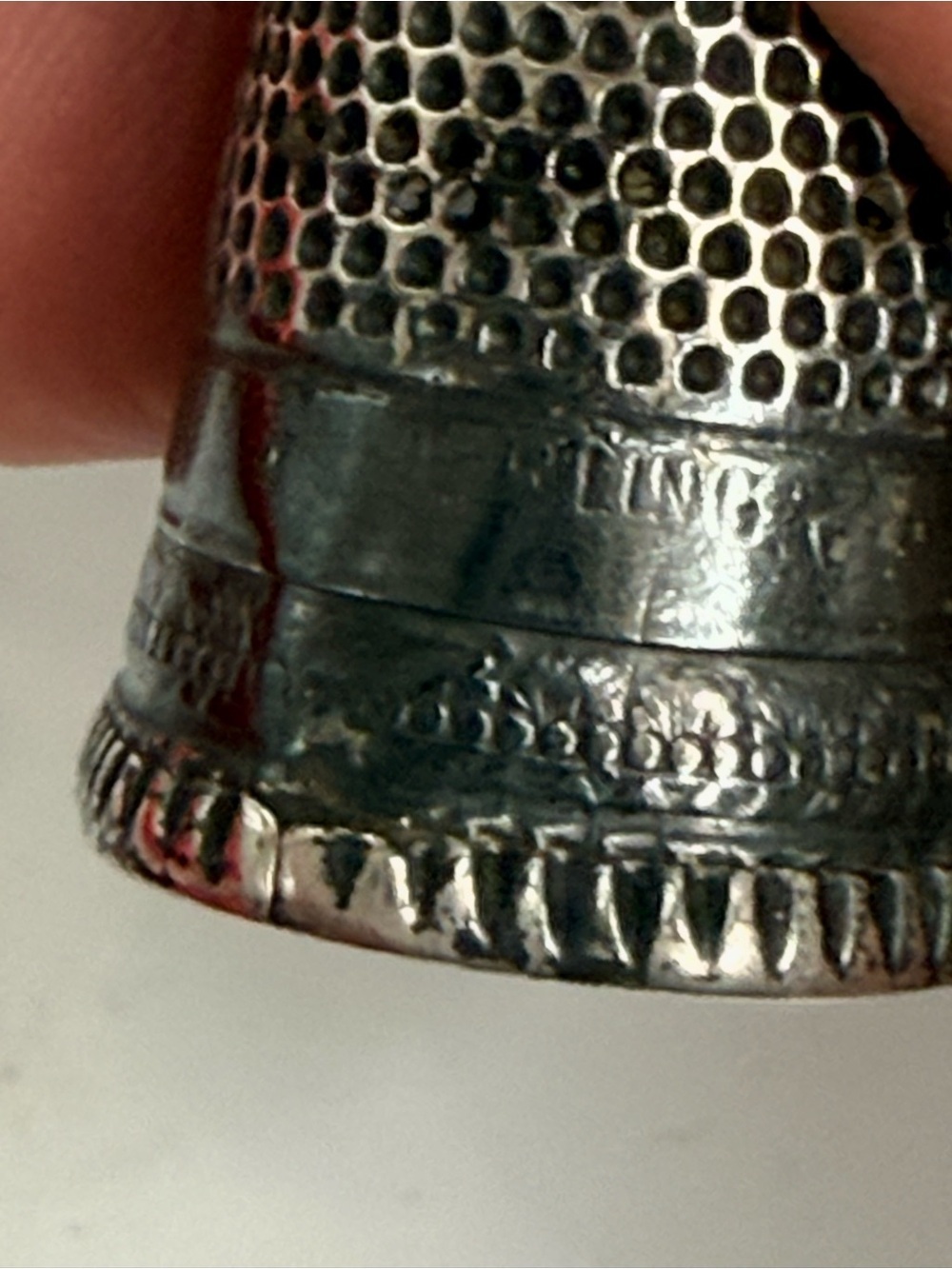 vintage sterling silver thimble, antique Priscilla pattern thimble - Picture 4 of 5